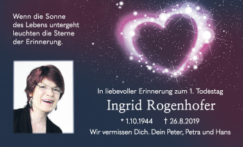 Anzeige von Ingrid Rogenhofer von MGO