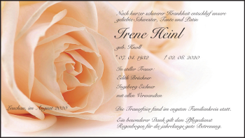 Anzeige von Irene Heinl von MGO