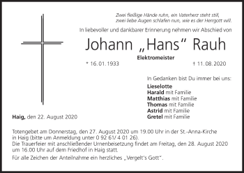Anzeige von Johann Rauh von MGO