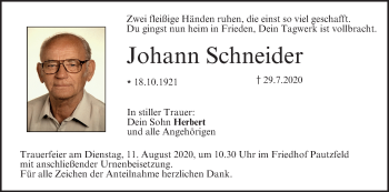 Anzeige von Johann Schneider von MGO