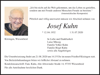Anzeige von Josef Kuhn von MGO