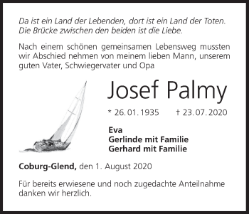 Anzeige von Josef Palmy von MGO