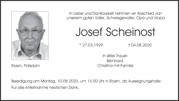Anzeige von Josef Scheinost von MGO
