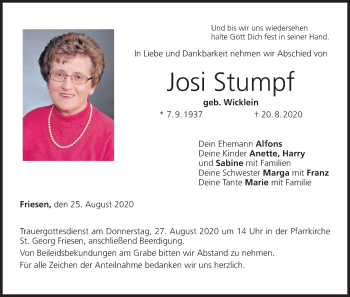 Anzeige von Josi Stumpf von MGO