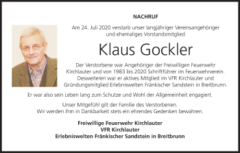 Anzeige von Klaus Gockler von MGO
