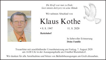 Anzeige von Klaus Kothe von MGO