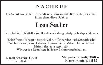 Anzeige von Leon Sacher von MGO