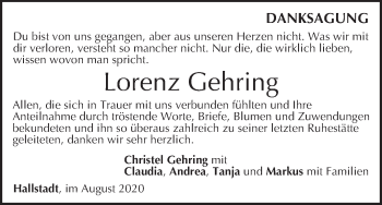 Anzeige von Lorenz Gehring von MGO