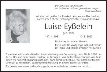 Anzeige von Luise Eyßelein von MGO