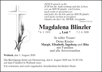 Anzeige von Magdalena Blinzler von MGO