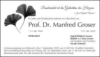 Anzeige von Manfred Groser von MGO