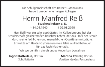 Anzeige von Manfred Reiß von MGO
