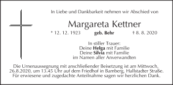 Anzeige von Margareta Kettner von MGO