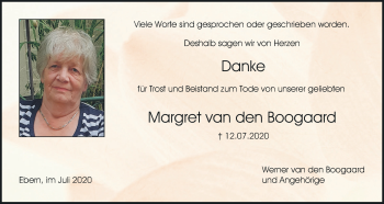 Anzeige von Margret van den Boogaard von MGO