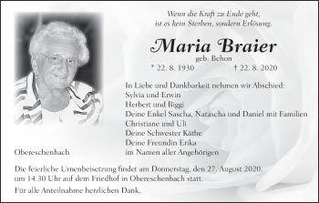 Anzeige von Maria Braier von MGO