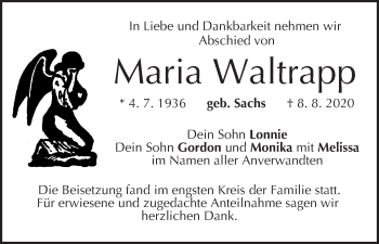 Anzeige von Maria Waltrapp von MGO
