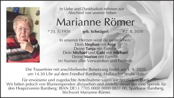 Anzeige von Marianne Römer von MGO