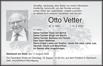Anzeige von Otto Vetter von MGO