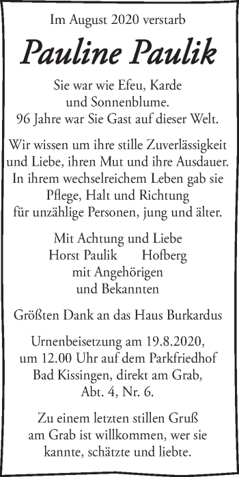 Anzeige von Pauline Paulik von MGO