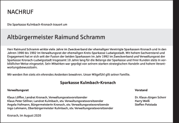 Anzeige von Raimund Schramm von MGO