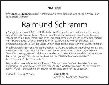 Anzeige von Raimund Schramm von MGO