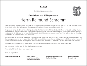 Anzeige von Raimund Schramm von MGO