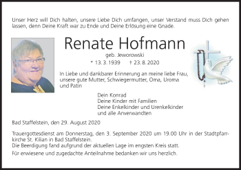 Anzeige von Renate Hofmann von MGO