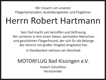 Anzeige von Robert Hartmann von MGO