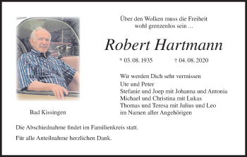 Anzeige von Robert Hartmann von MGO