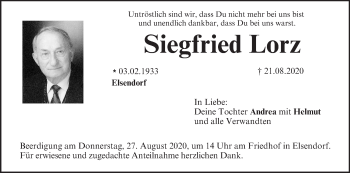 Anzeige von Siegfried Lorz von MGO