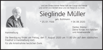 Anzeige von Sieglinde Müller von MGO