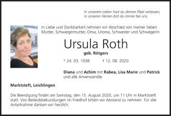 Anzeige von Ursula Roth von MGO