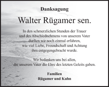 Anzeige von Walter Rügamer von MGO