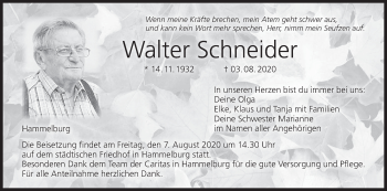 Anzeige von Walter Schneider von MGO