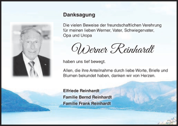 Anzeige von Werner Reinhardt von MGO