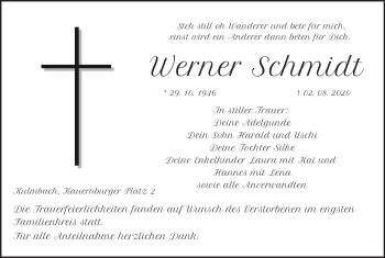 Anzeige von Werner Schmidt von MGO