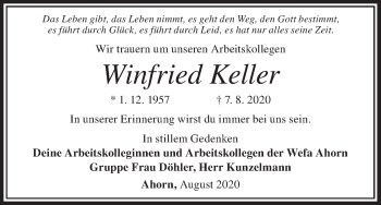 Anzeige von Winfried Keller von MGO