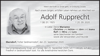 Anzeige von Adolf Rupprecht von MGO