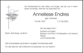 Anzeige von Anneliese Endres von MGO