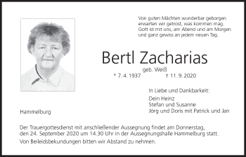 Anzeige von Bertl Zacharias von MGO