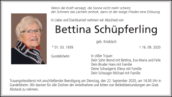 Anzeige von Bettina Schüpferling von MGO