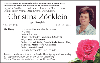 Anzeige von Christina Zöcklein von MGO