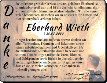 Anzeige von Eberhard Wieth von MGO
