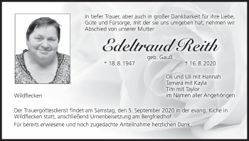 Anzeige von Edeltraud Reith von MGO