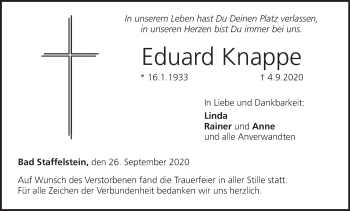 Anzeige von Eduard Knappe von MGO