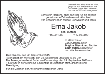 Anzeige von Erna Jakob von MGO