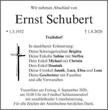 Anzeige von Ernst Schubert von MGO