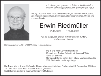 Anzeige von Erwin Riedmüller von MGO