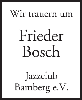Anzeige von Frieder Bosch von MGO
