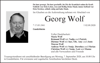Anzeige von Georg Wolf von MGO